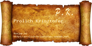 Prolich Krisztofer névjegykártya